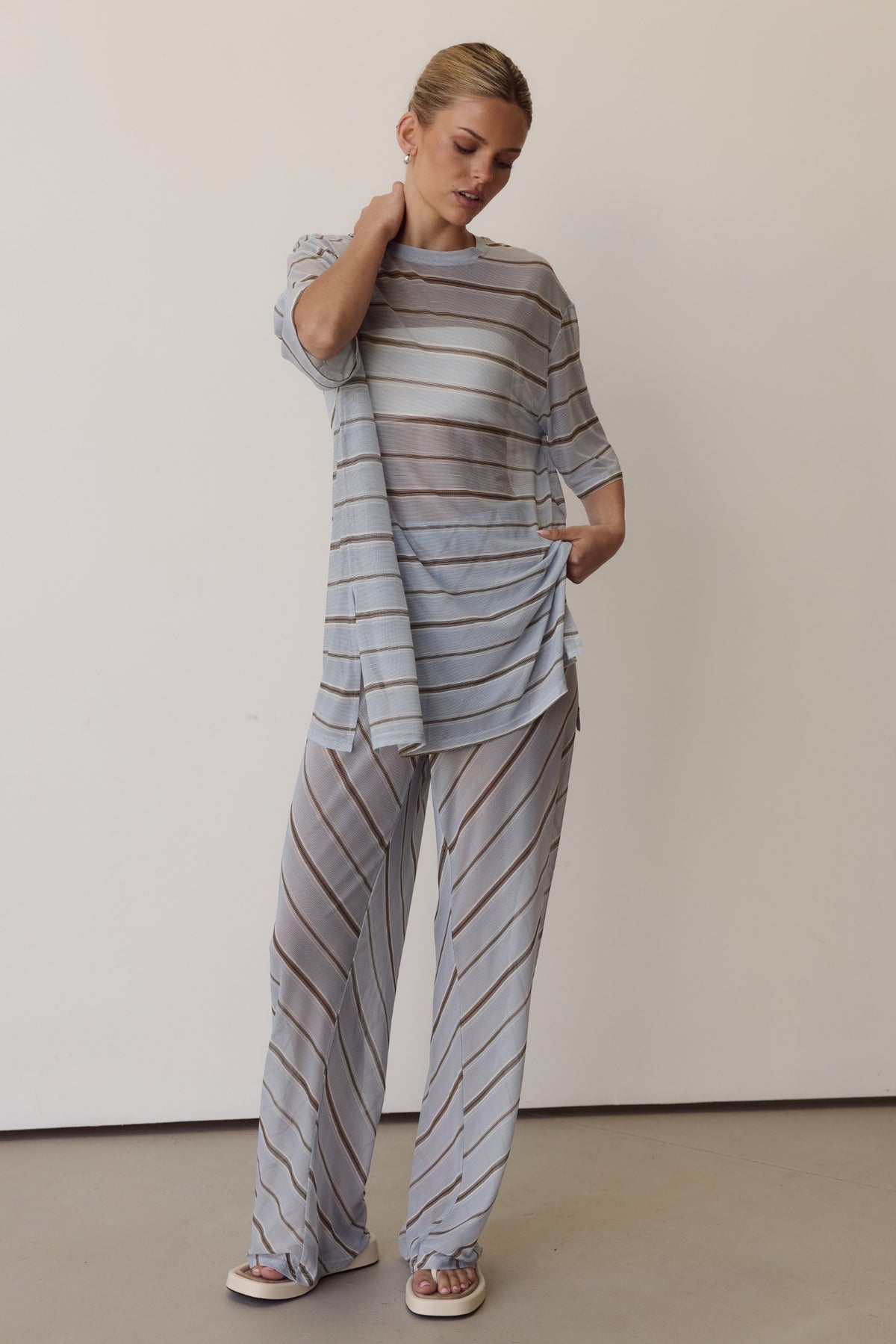 Sienna Pant (Blue/Chocolate Stripe)