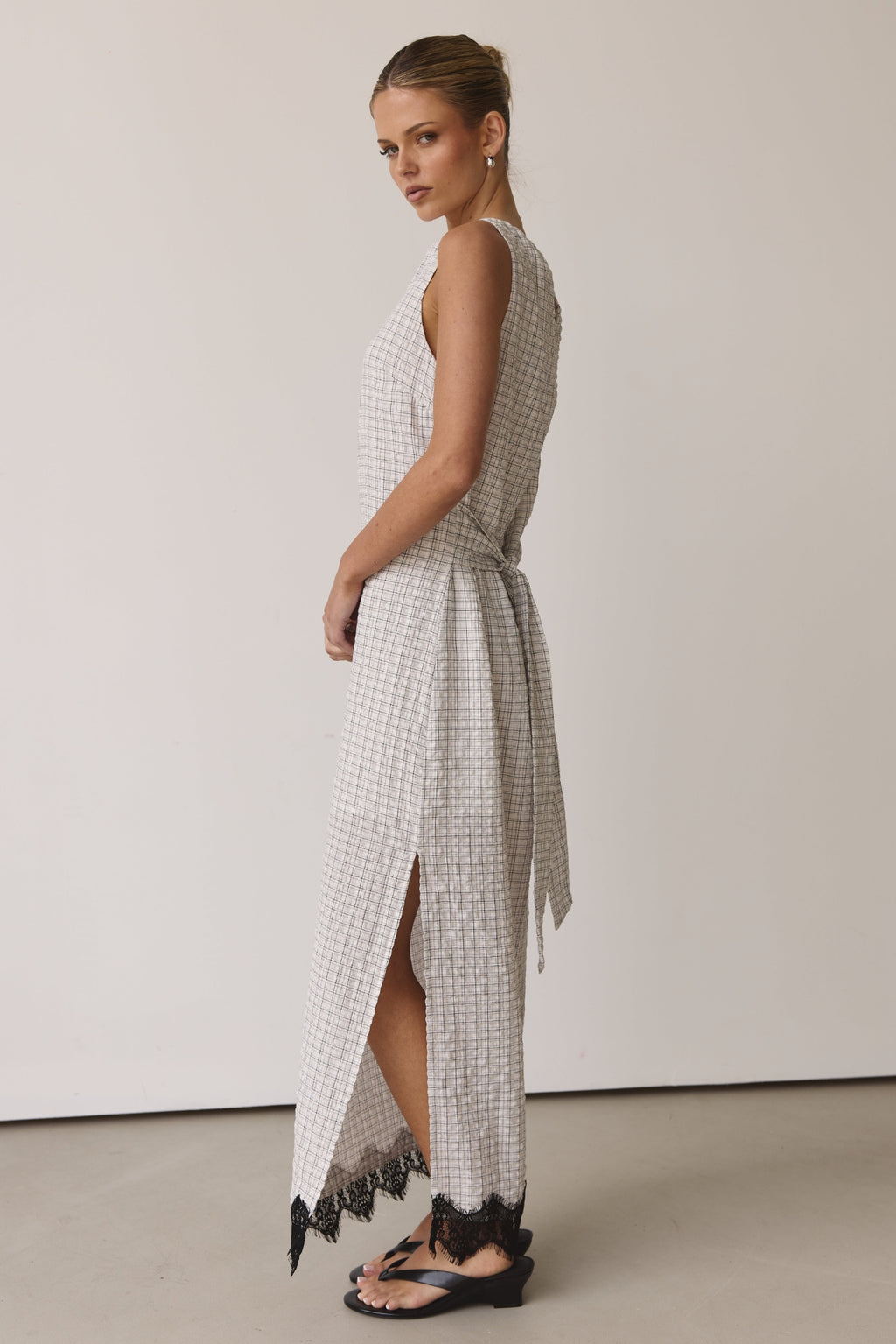Holland Maxi Dress (White/Black Plaid)