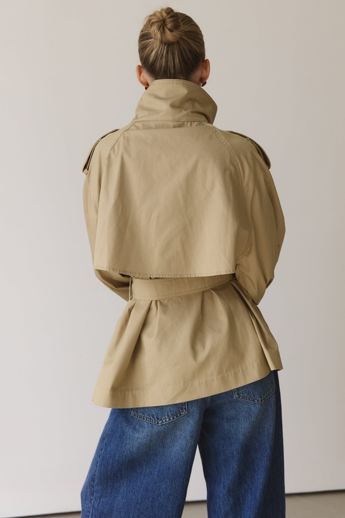 Murphy Cropped Trench Coat (Taupe)
