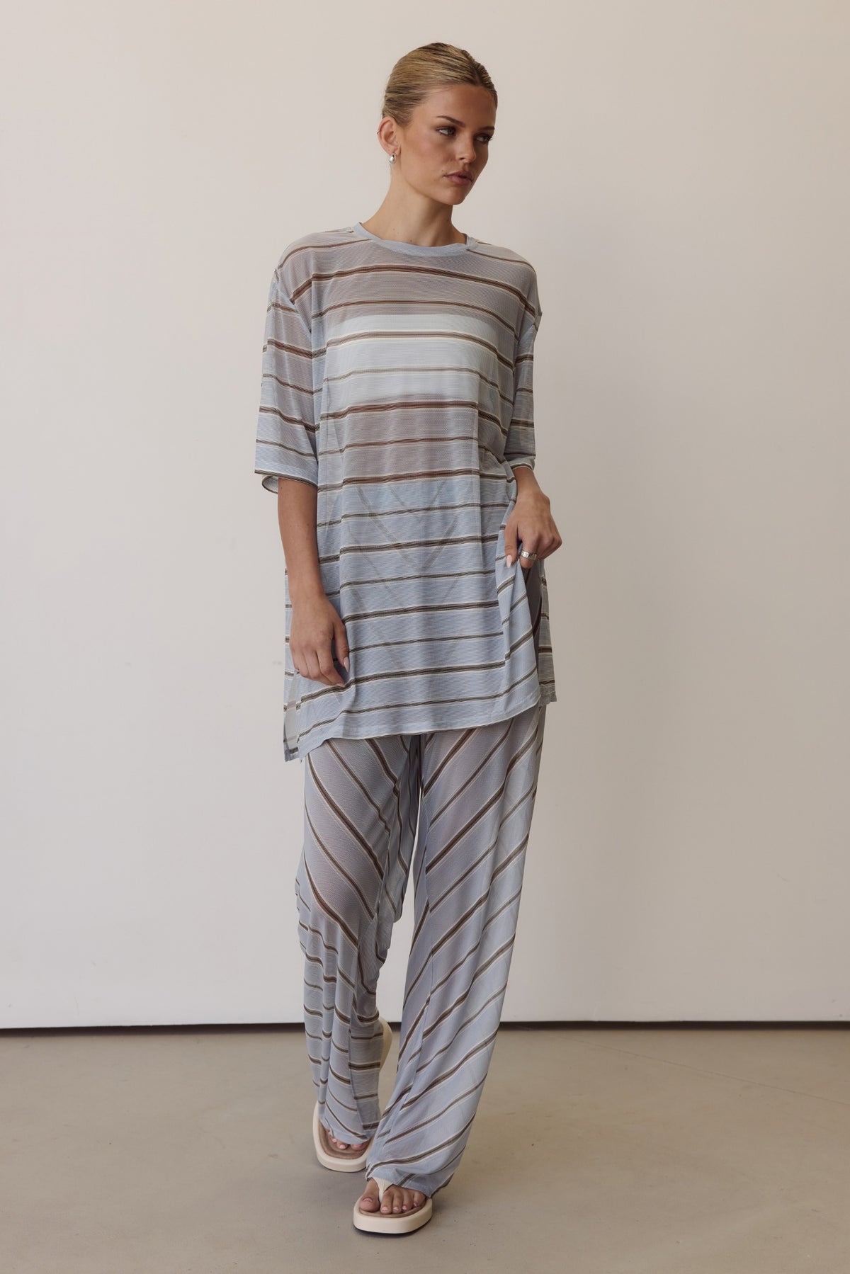 Sienna Shirt (Blue/Chocolate Stripe)