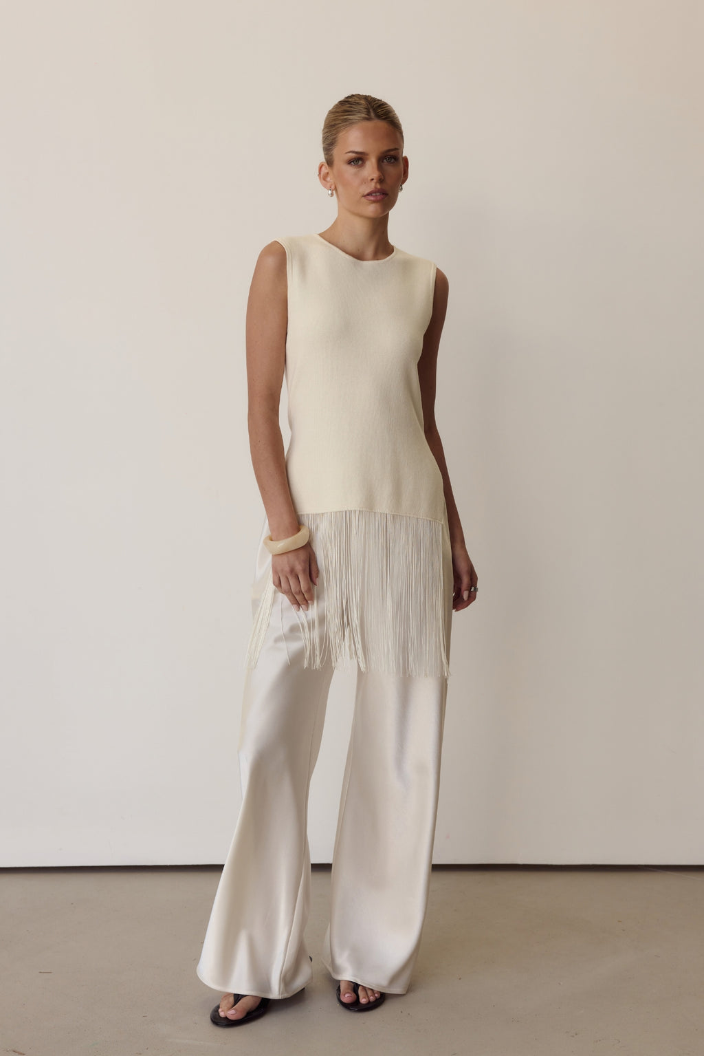 Portia Fringe Top (Cream)