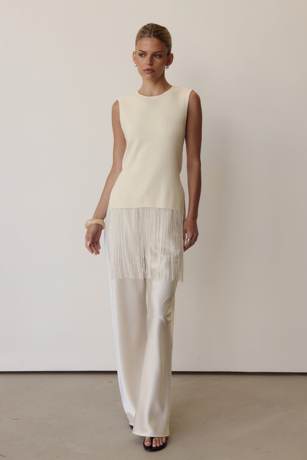 Portia Fringe Top (Cream)