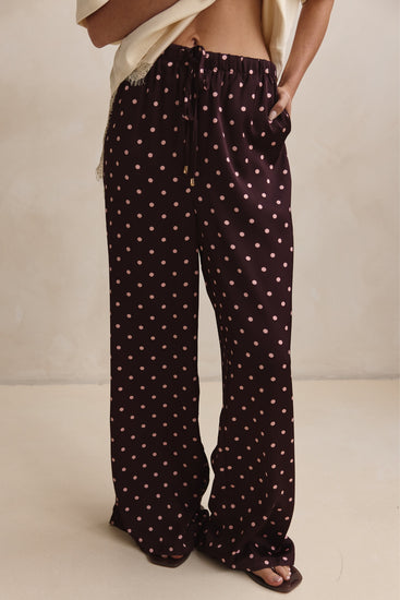 Charlie Pant (Merlot/Pink Polka)