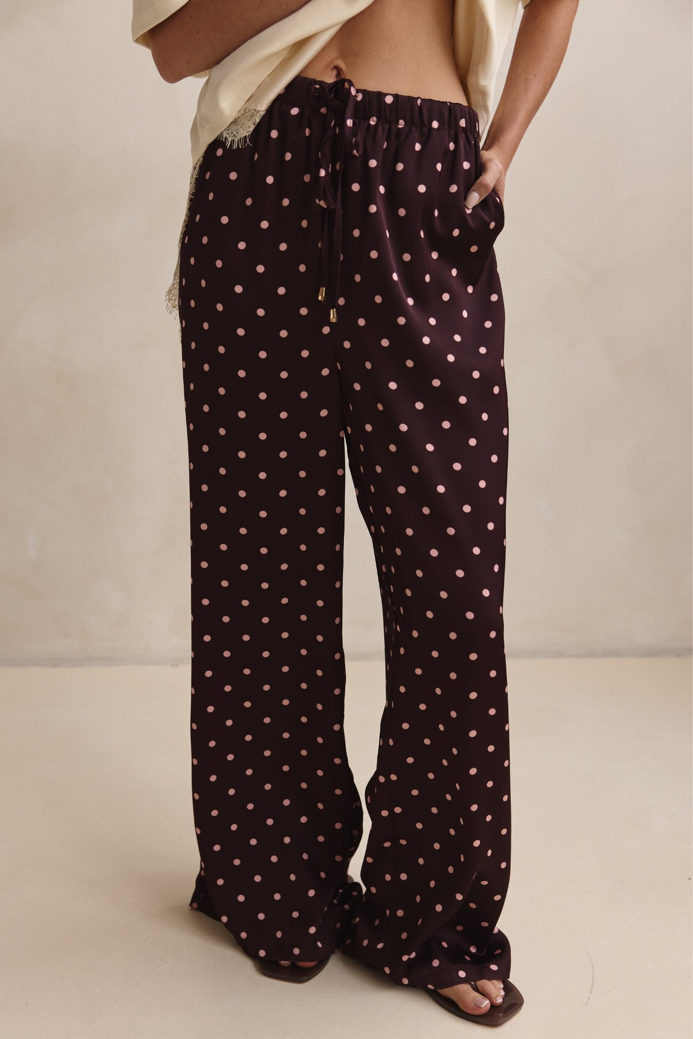 Charlie Pant (Merlot/Pink Polka)