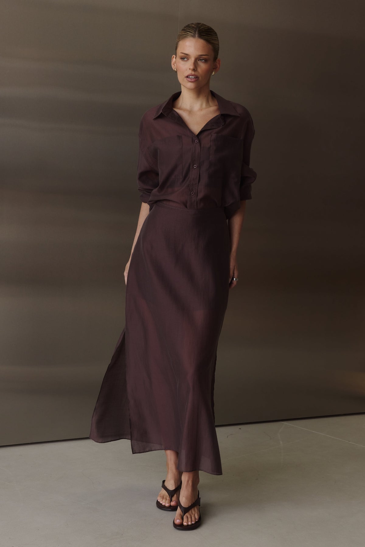Wynn Midi Skirt (Chocolate)