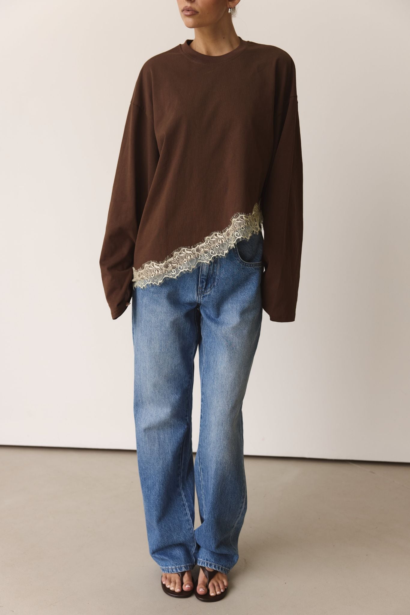 Aria Asym Long Sleeve Top (Chocolate/Butter)