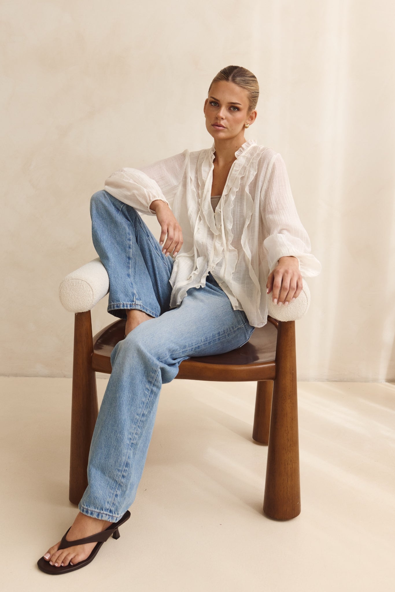 Colette Ruffle Shirt (Cream)