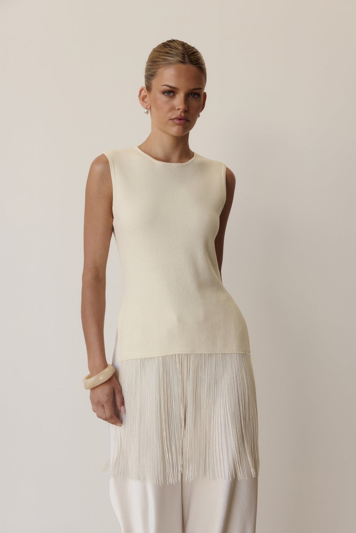 Portia Fringe Top (Cream)