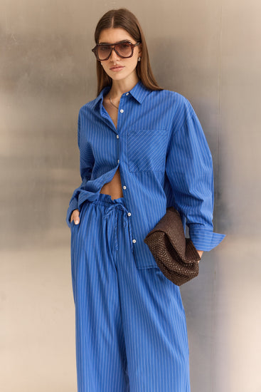 Lucia Shirt (Cobalt Stripe)