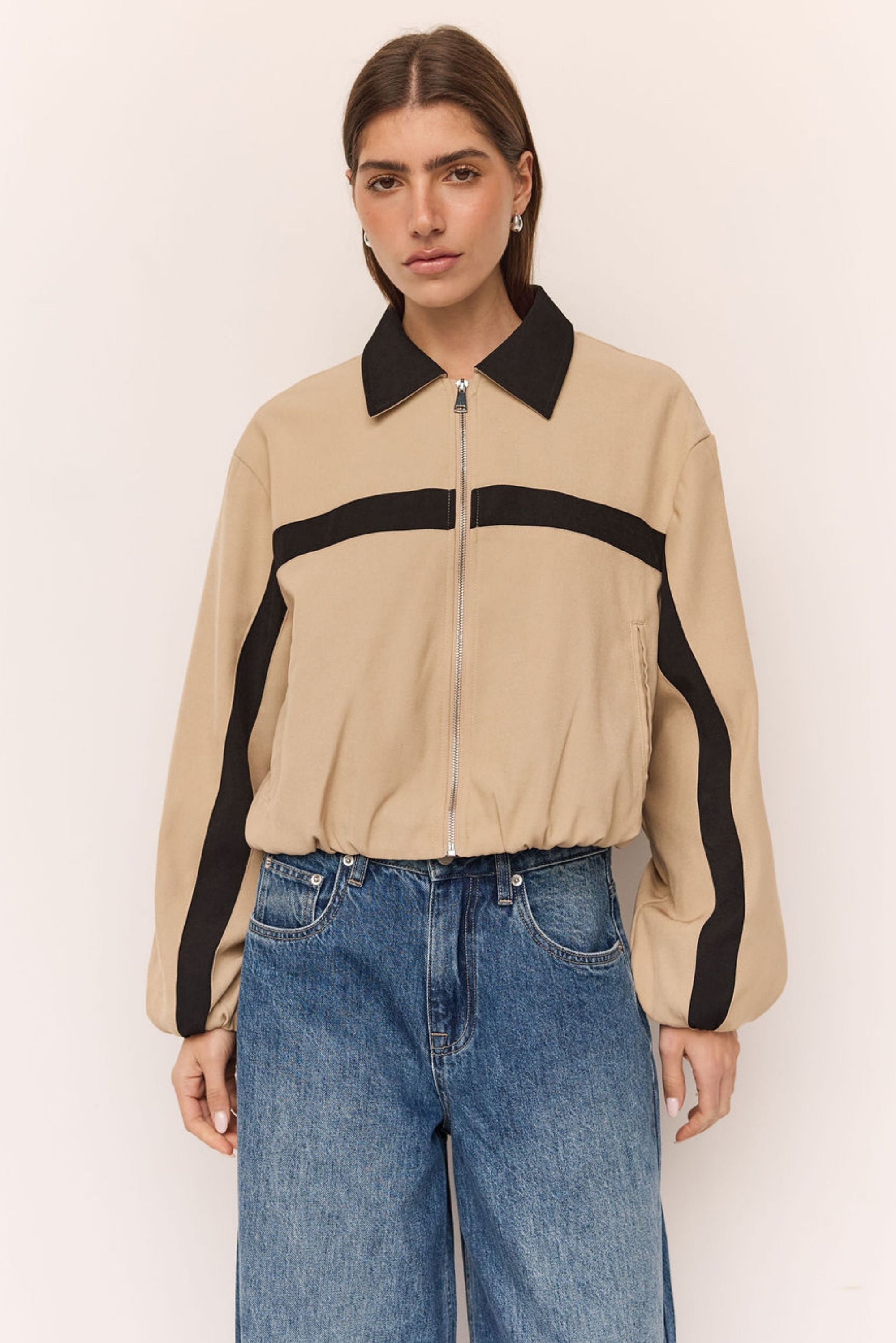 Lillia Bomber Jacket (Beige/Black)