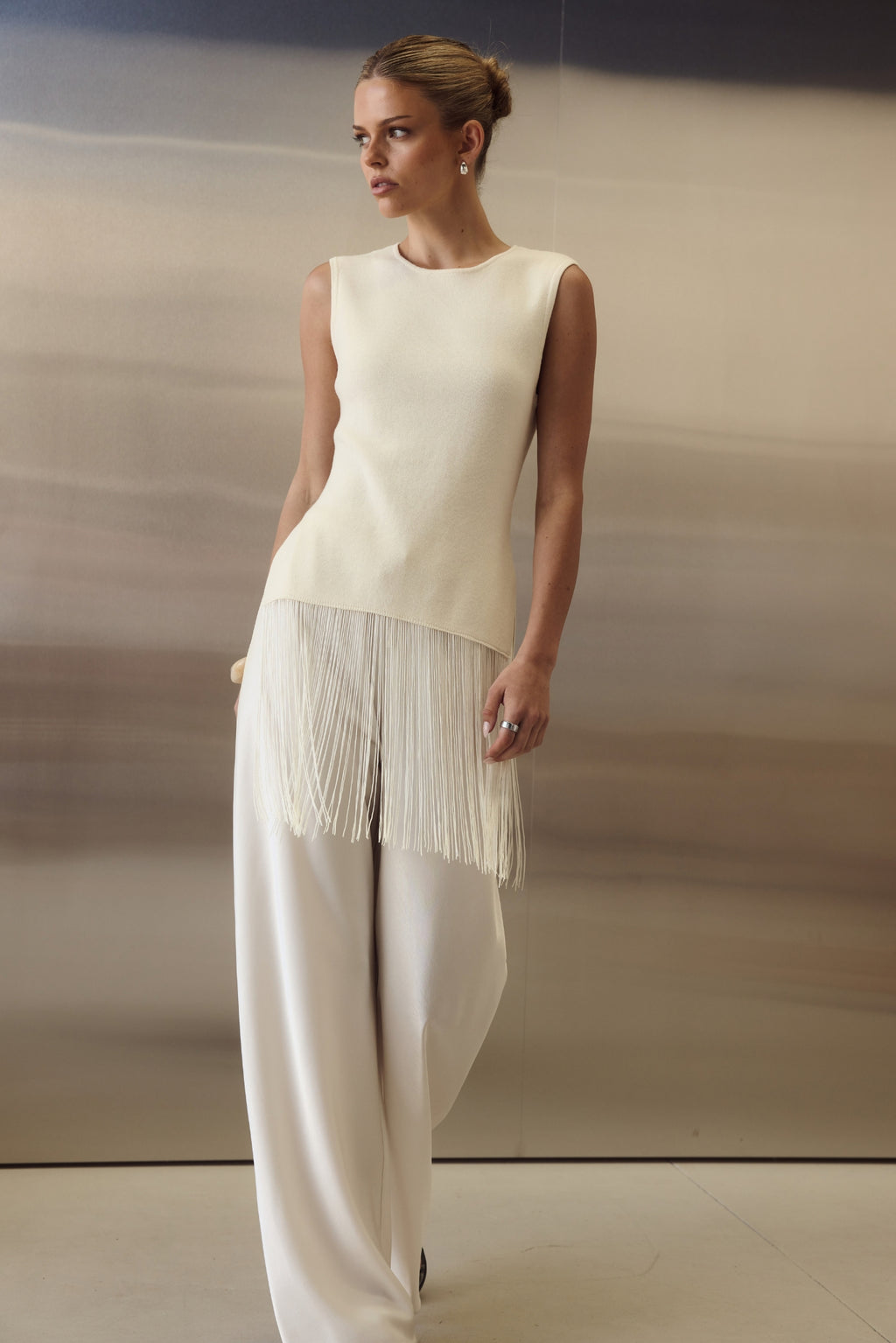Portia Fringe Top (Cream)