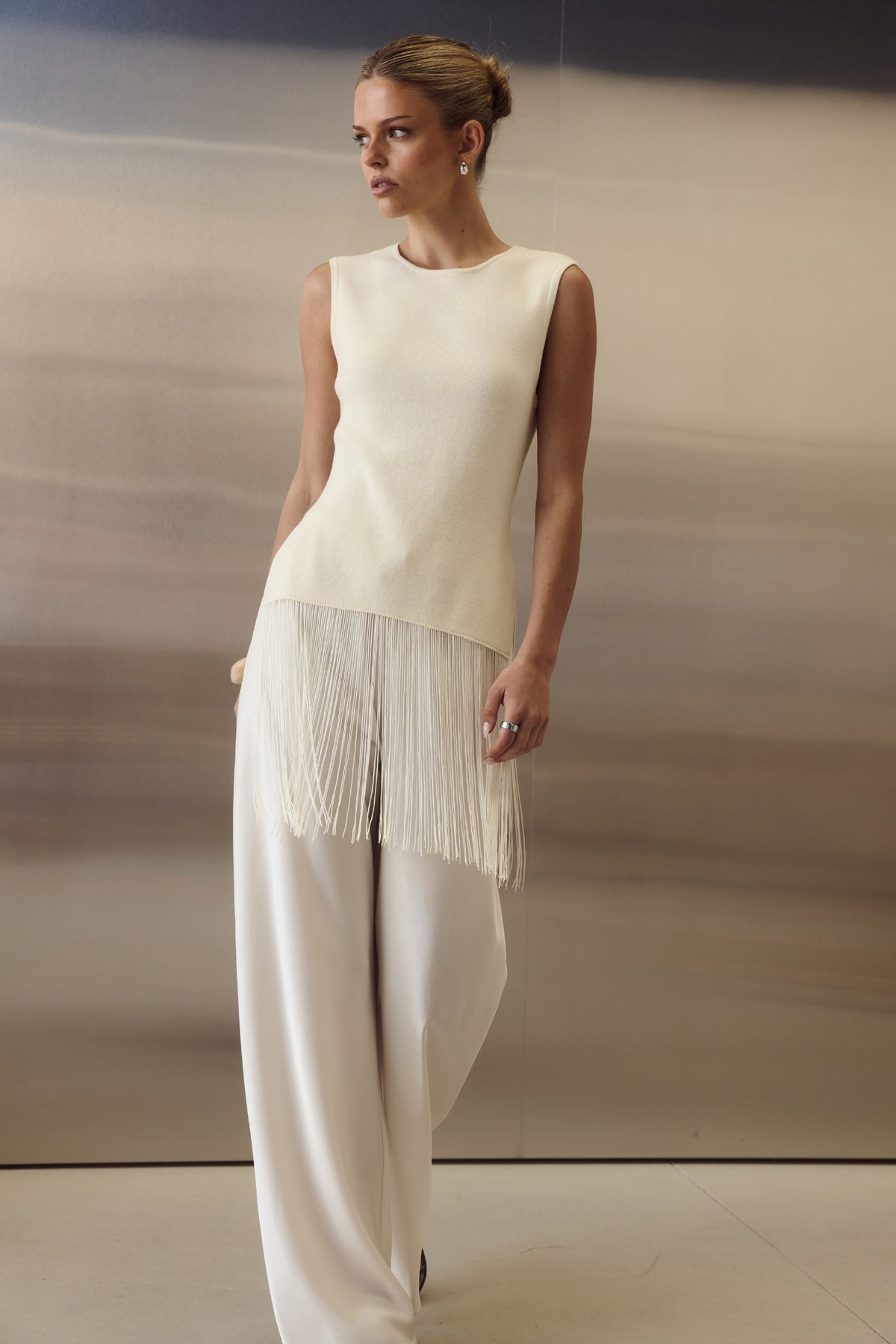 Portia Fringe Top (Cream)
