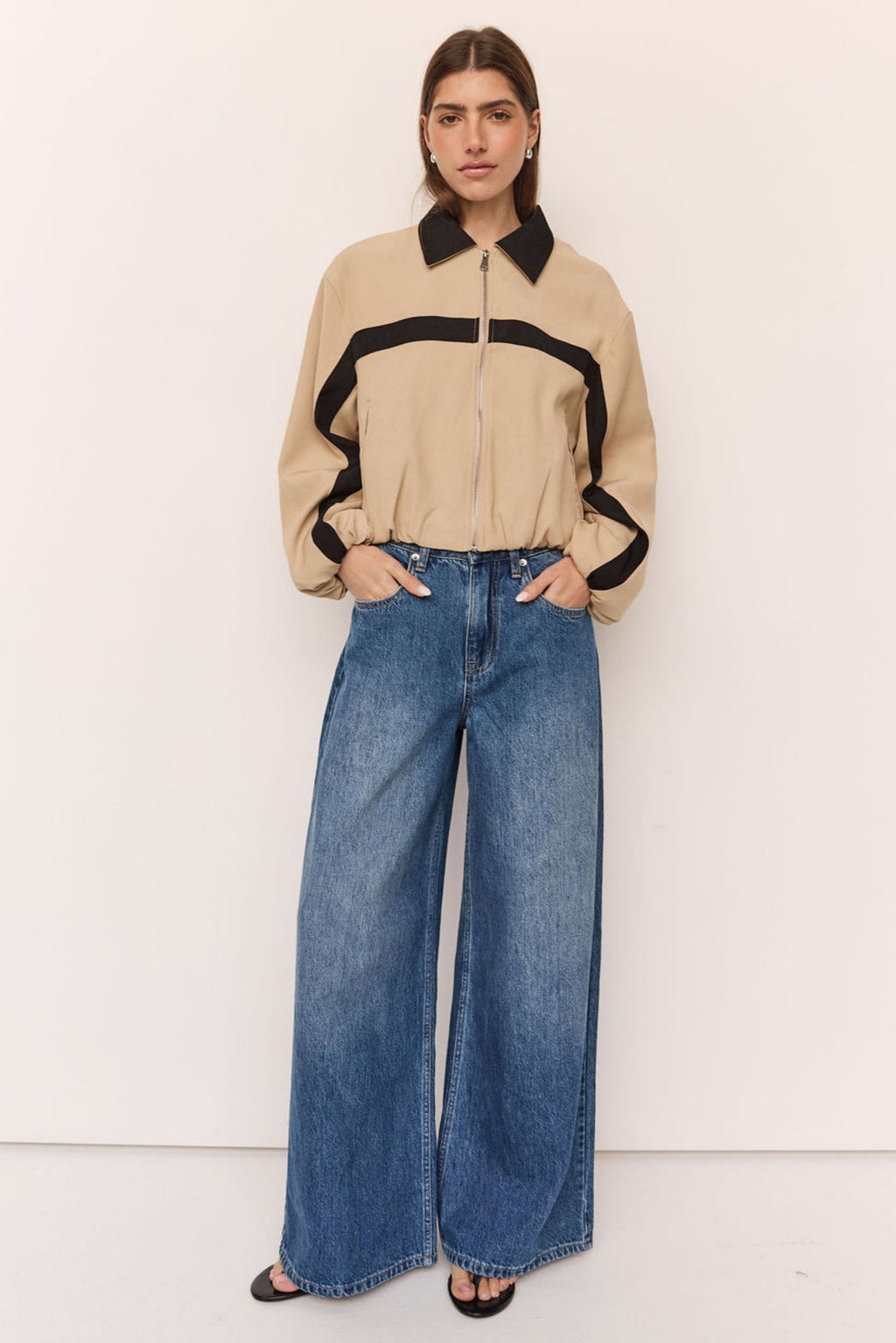 Lillia Bomber Jacket (Beige/Black)