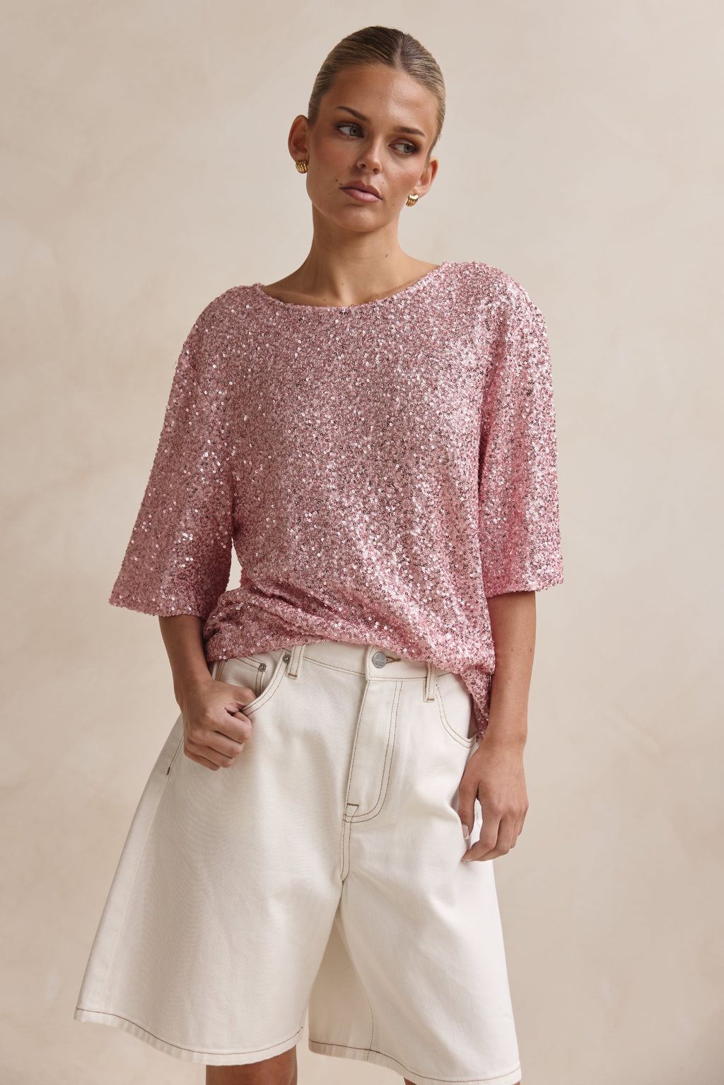 Evangeline Sequin Tee (Pink)