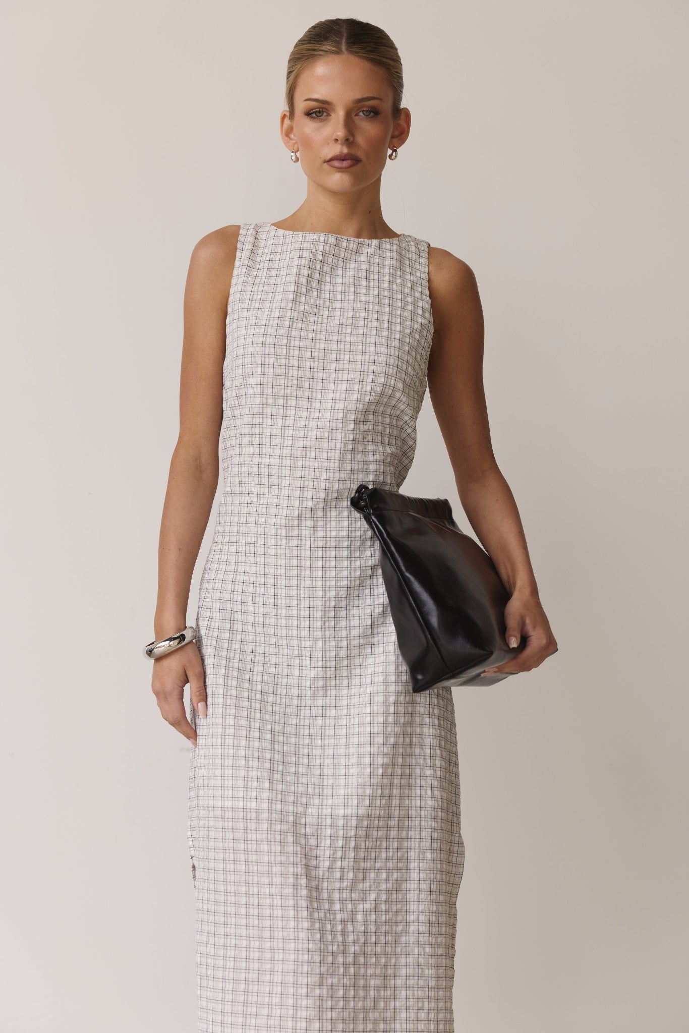 Holland Maxi Dress (White/Black Plaid)