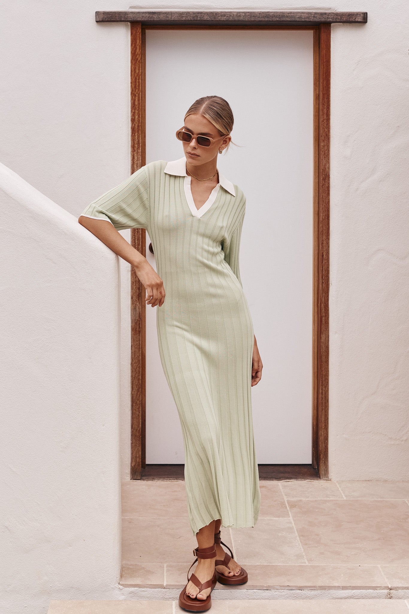 Eleni Knit Midi Dress (Sage)