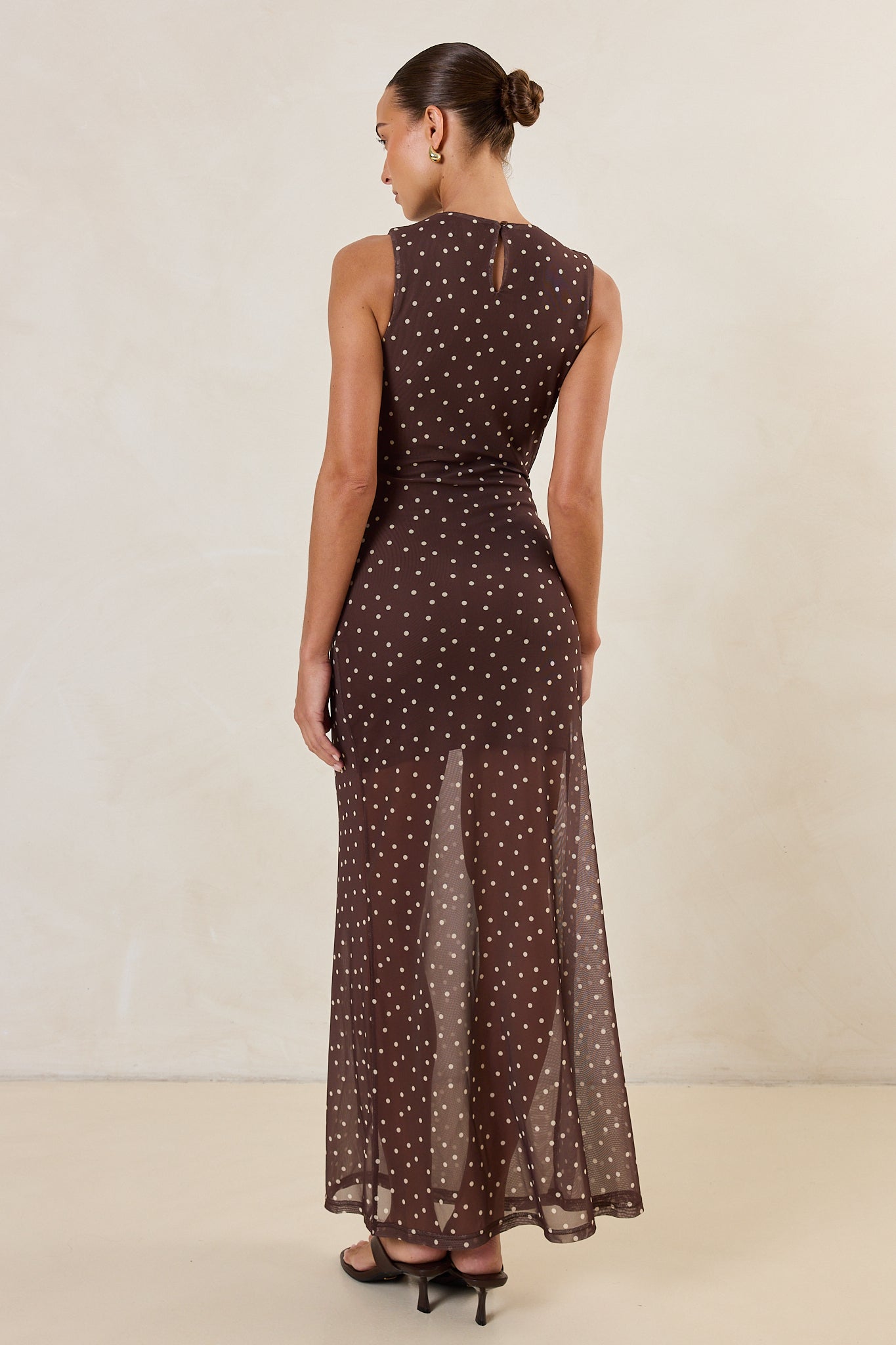 Isla Maxi Dress (Choc Micro Polka)