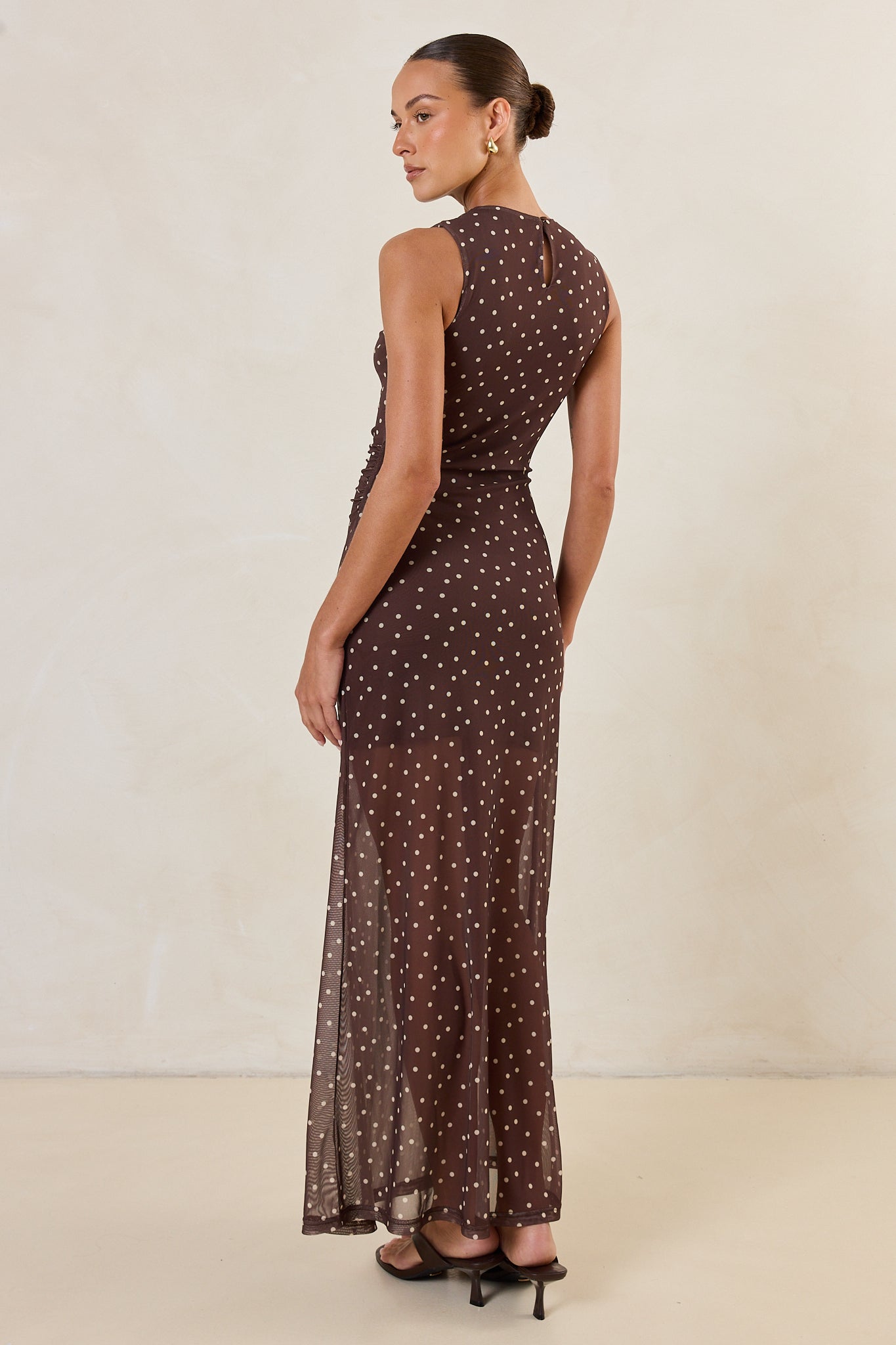 Isla Maxi Dress (Choc Micro Polka)