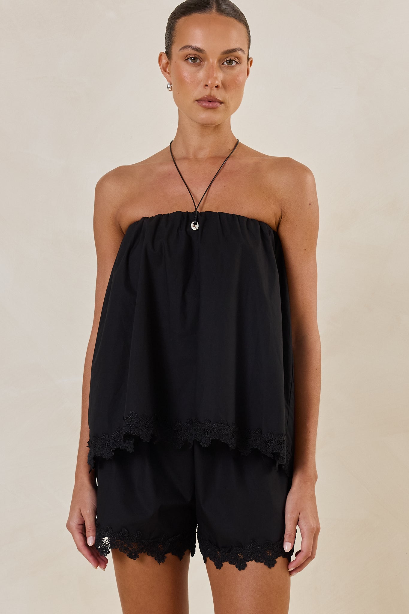 Clara Lace Strapless Top (Black)