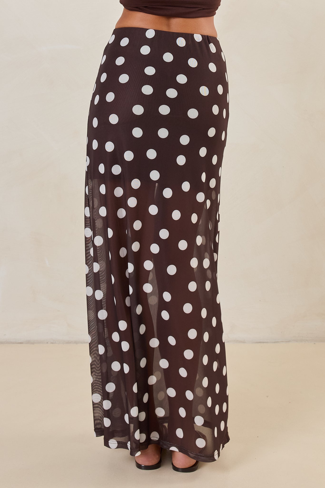 Mara Maxi Skirt (Espresso Polka)