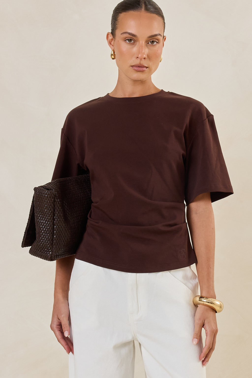 Rory Cinched Tee (Chocolate)