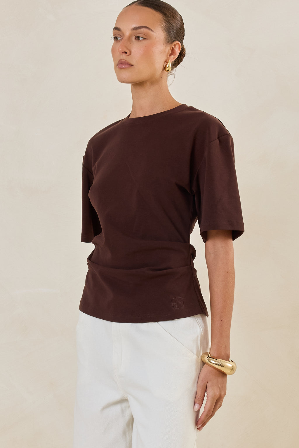Rory Cinched Tee (Chocolate)