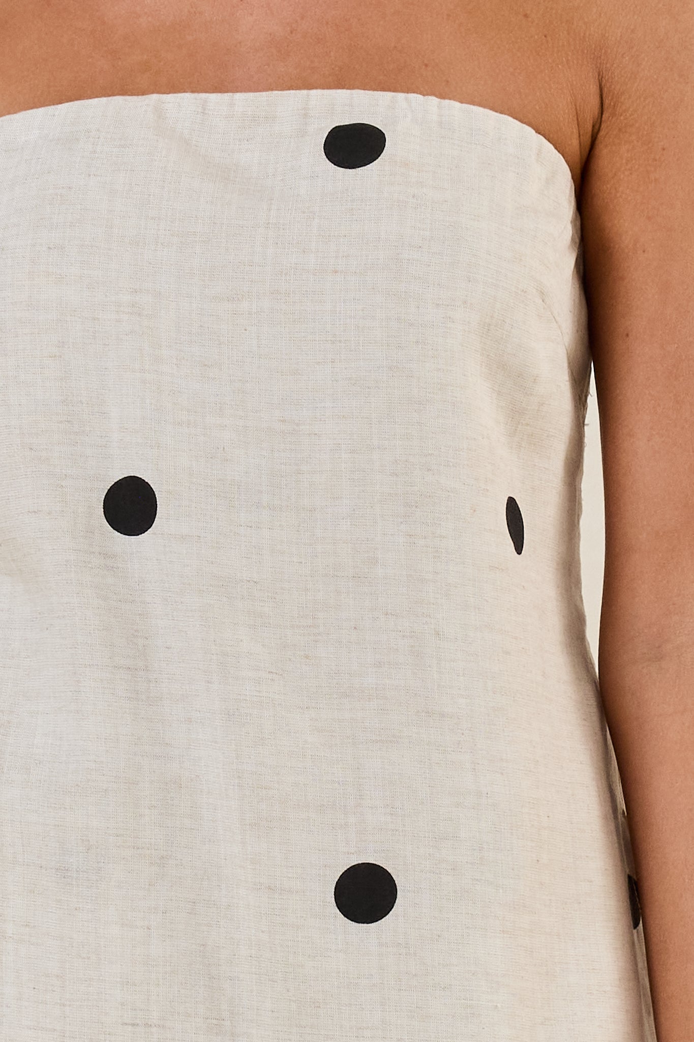 Maxine Strapless Top (Beige/Black Polka)
