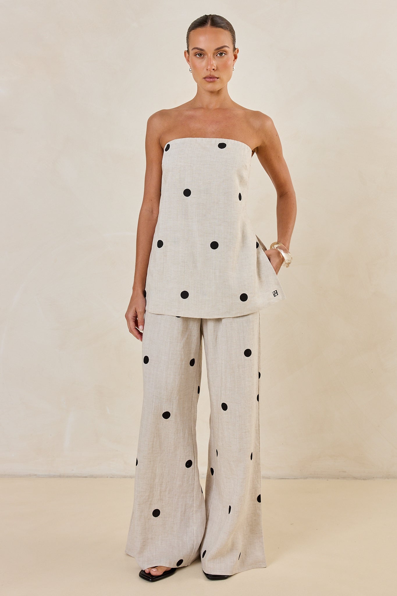 Maxine Pant (Beige/Black Polka)