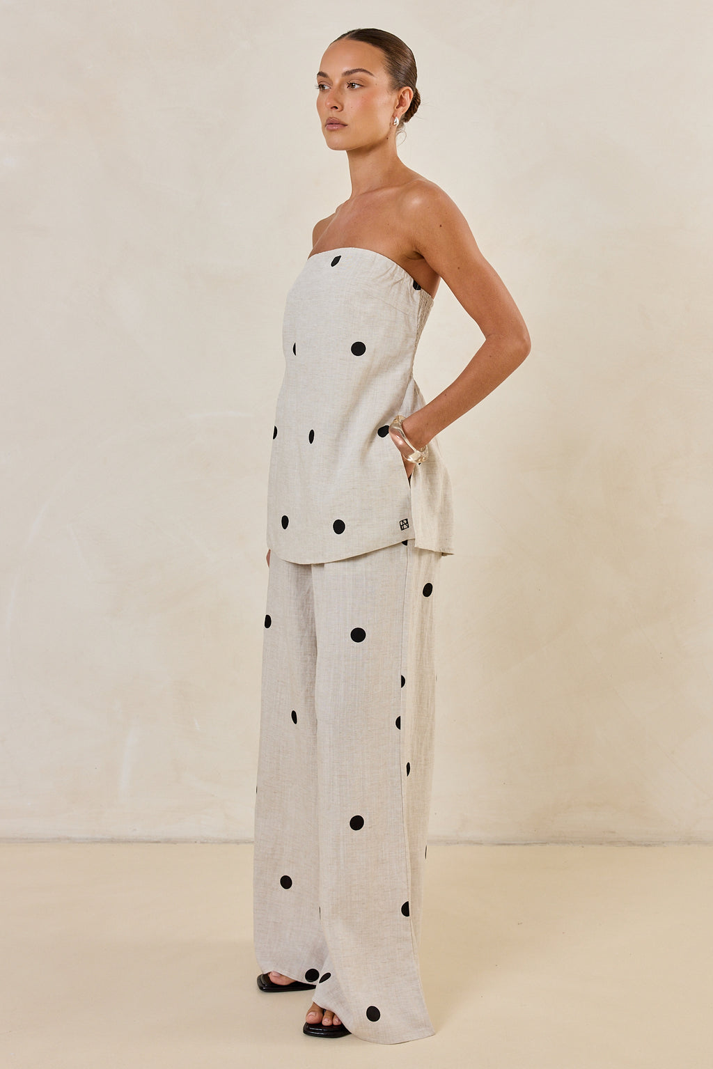 Maxine Pant (Beige/Black Polka)