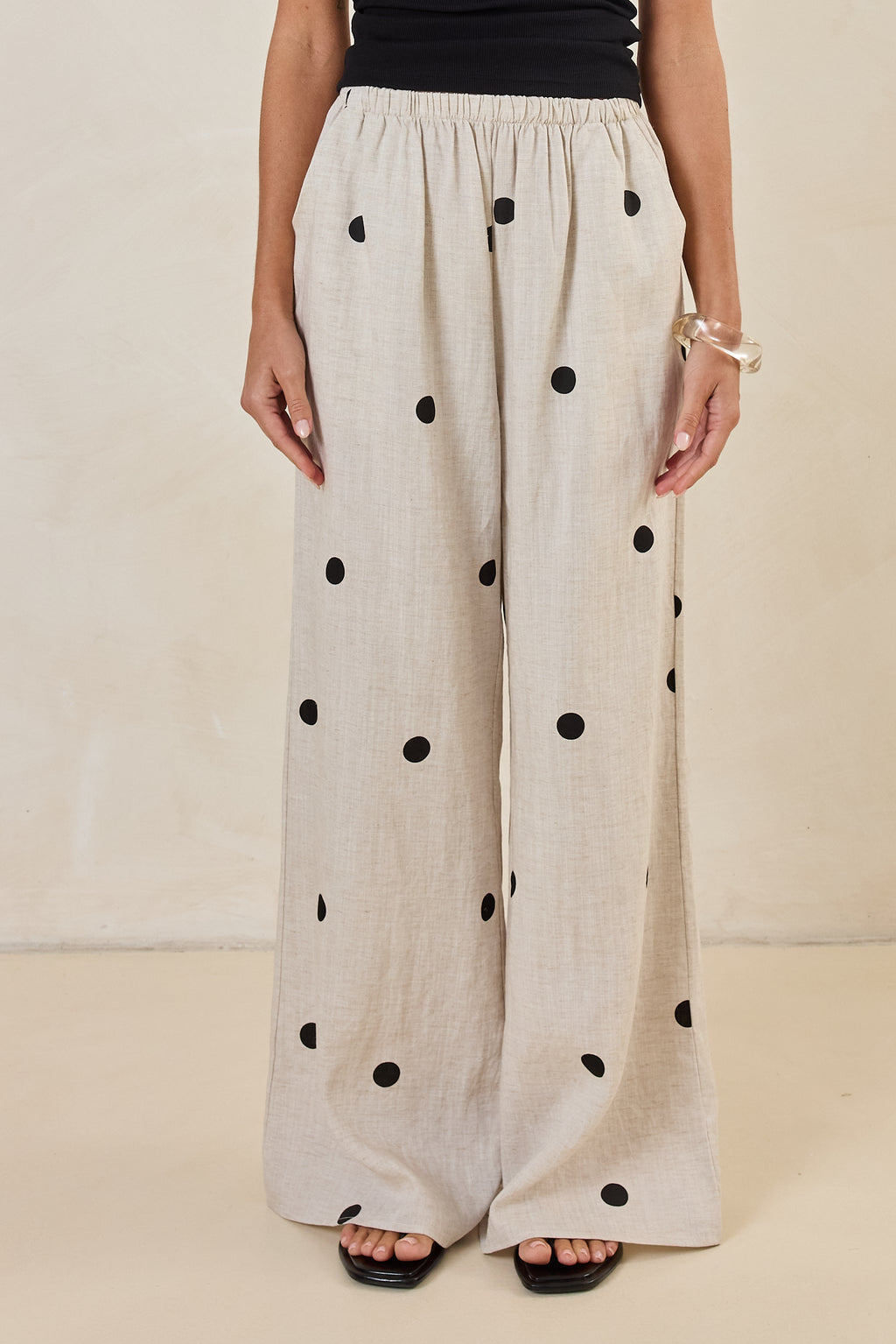 Maxine Pant (Beige/Black Polka)