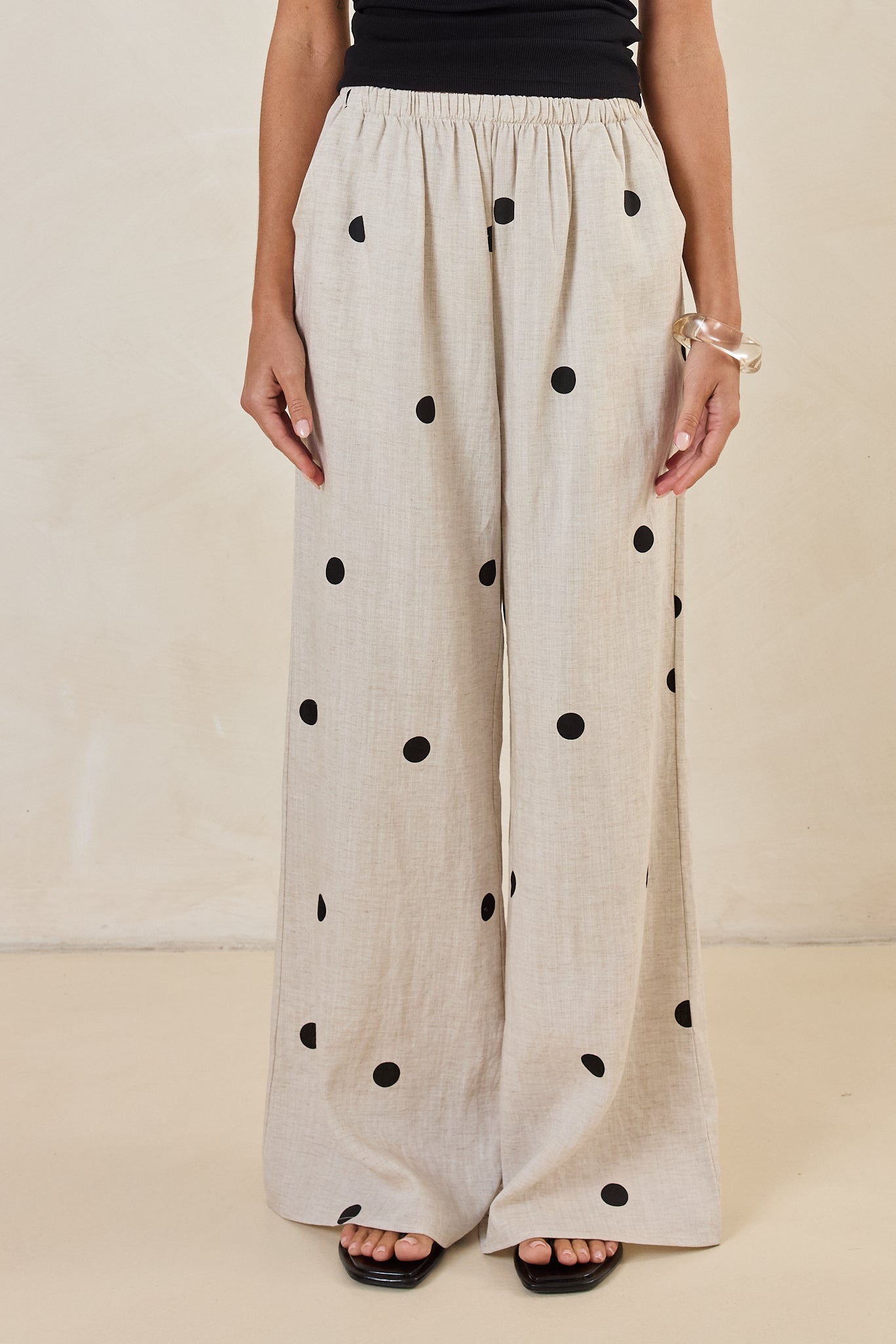 Maxine Pant (Beige/Black Polka)
