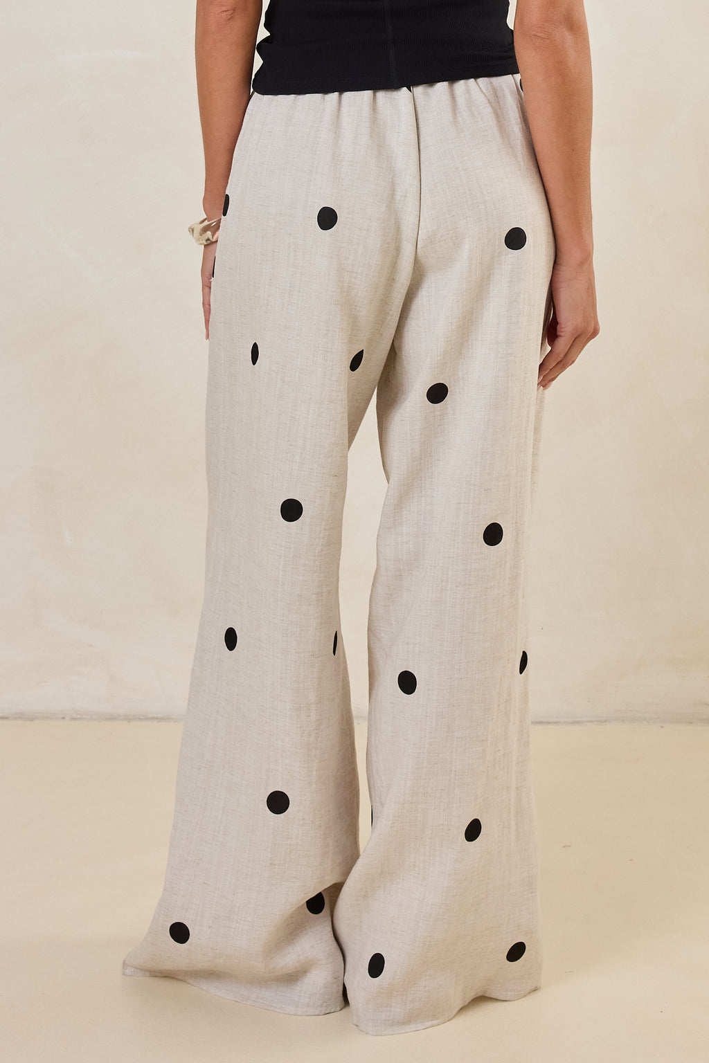 Maxine Pant (Beige/Black Polka)
