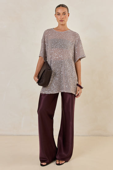 Micah Sequin Knit Tee (Dusty Mauve)