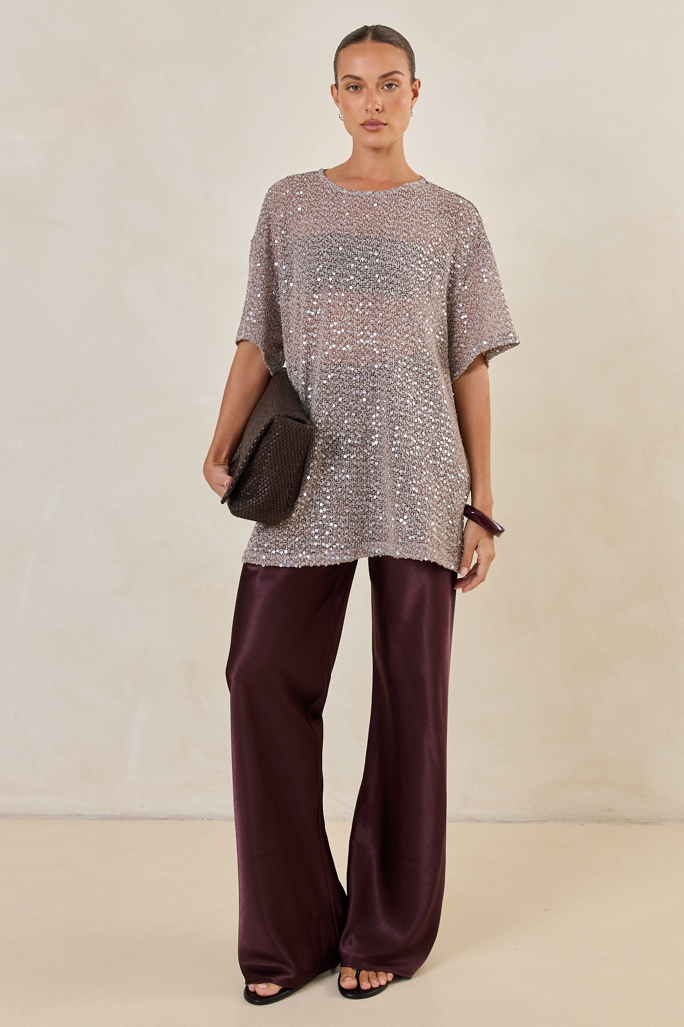 Micah Sequin Knit Tee (Dusty Mauve)