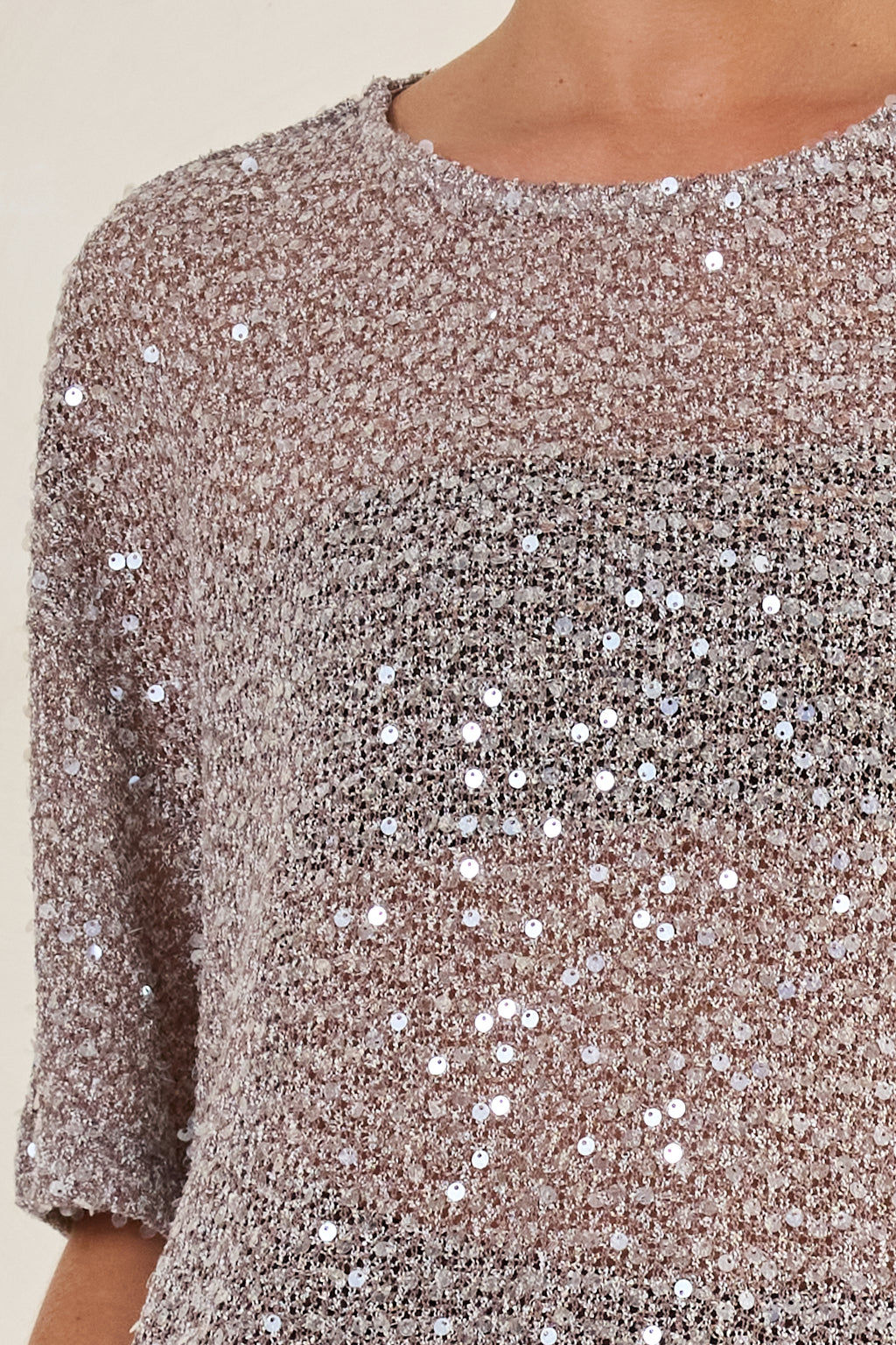 Micah Sequin Knit Tee (Dusty Mauve)