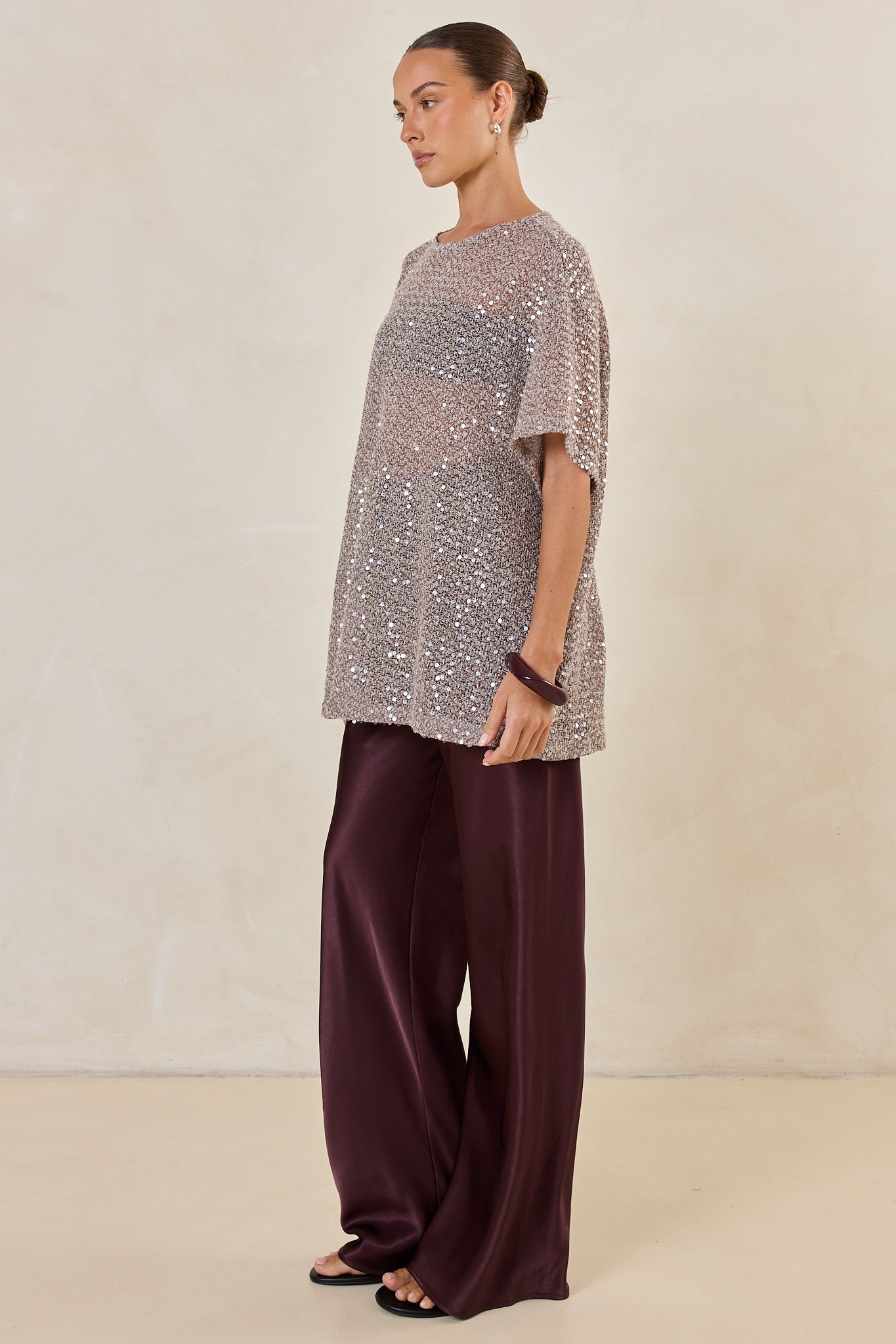 Micah Sequin Knit Tee (Dusty Mauve)