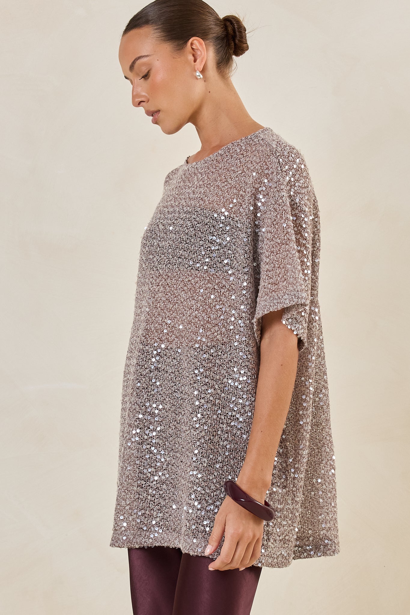 Micah Sequin Knit Tee (Dusty Mauve)