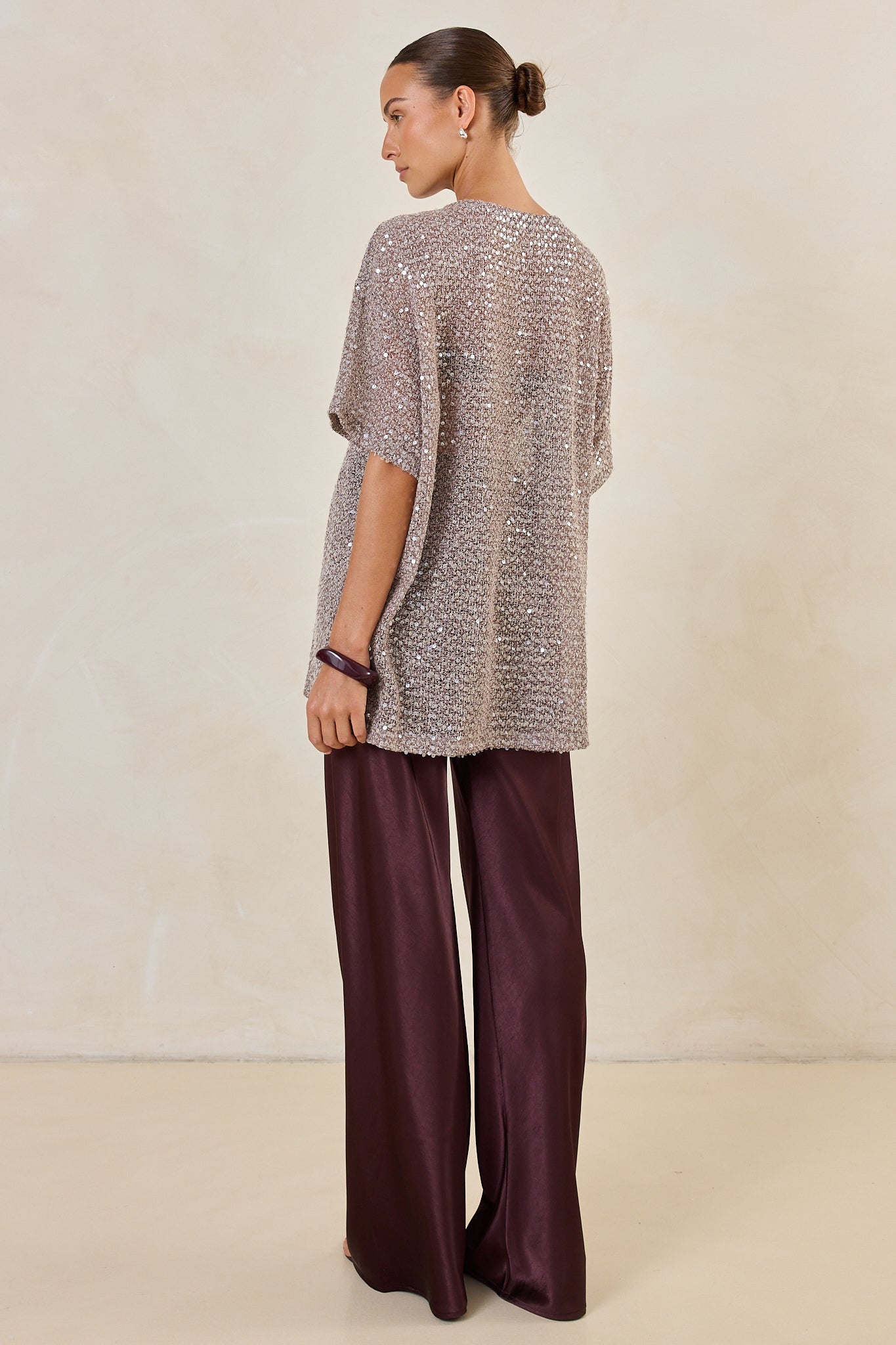 Micah Sequin Knit Tee (Dusty Mauve)