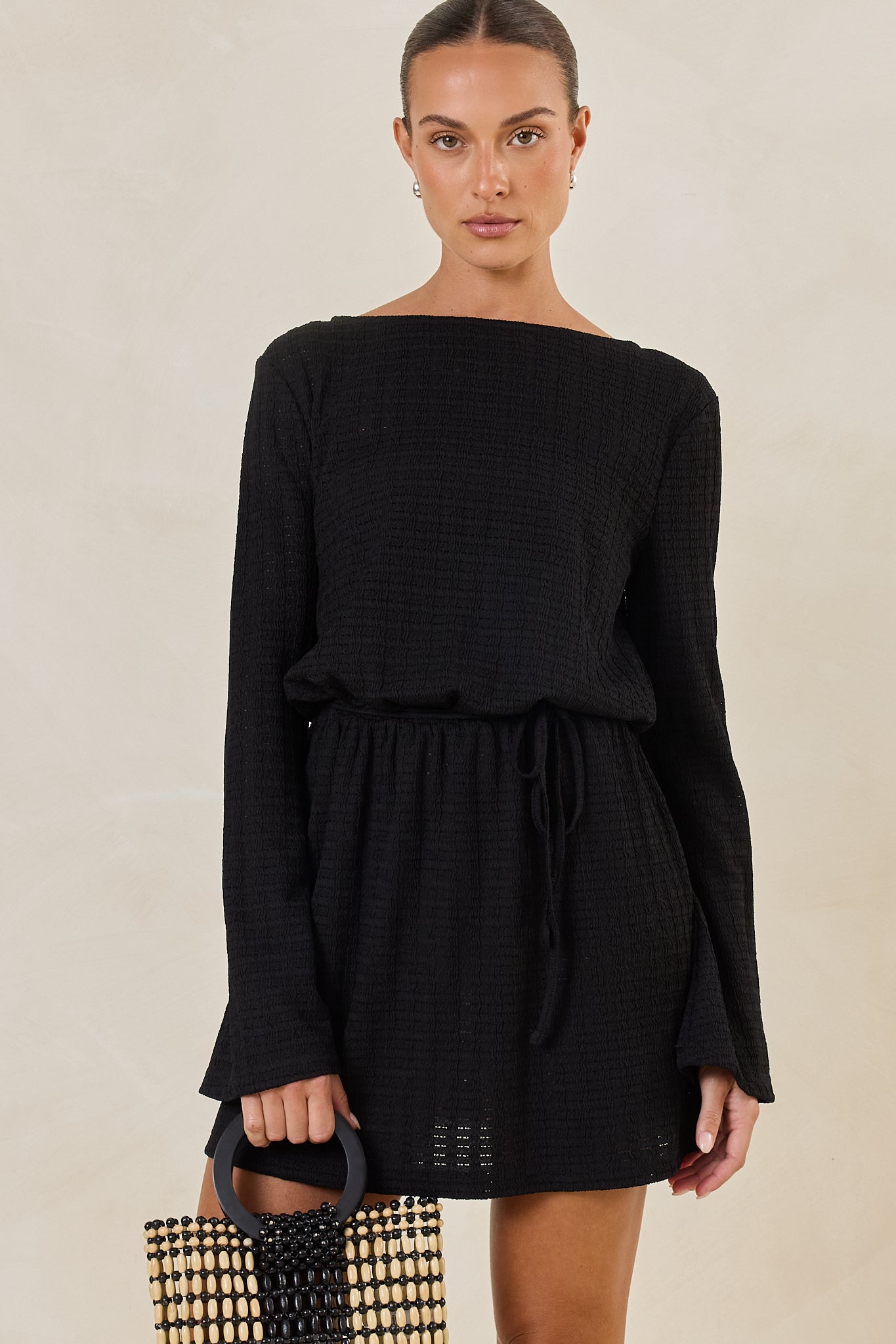 Reeve Knit Mini Dress (Black)