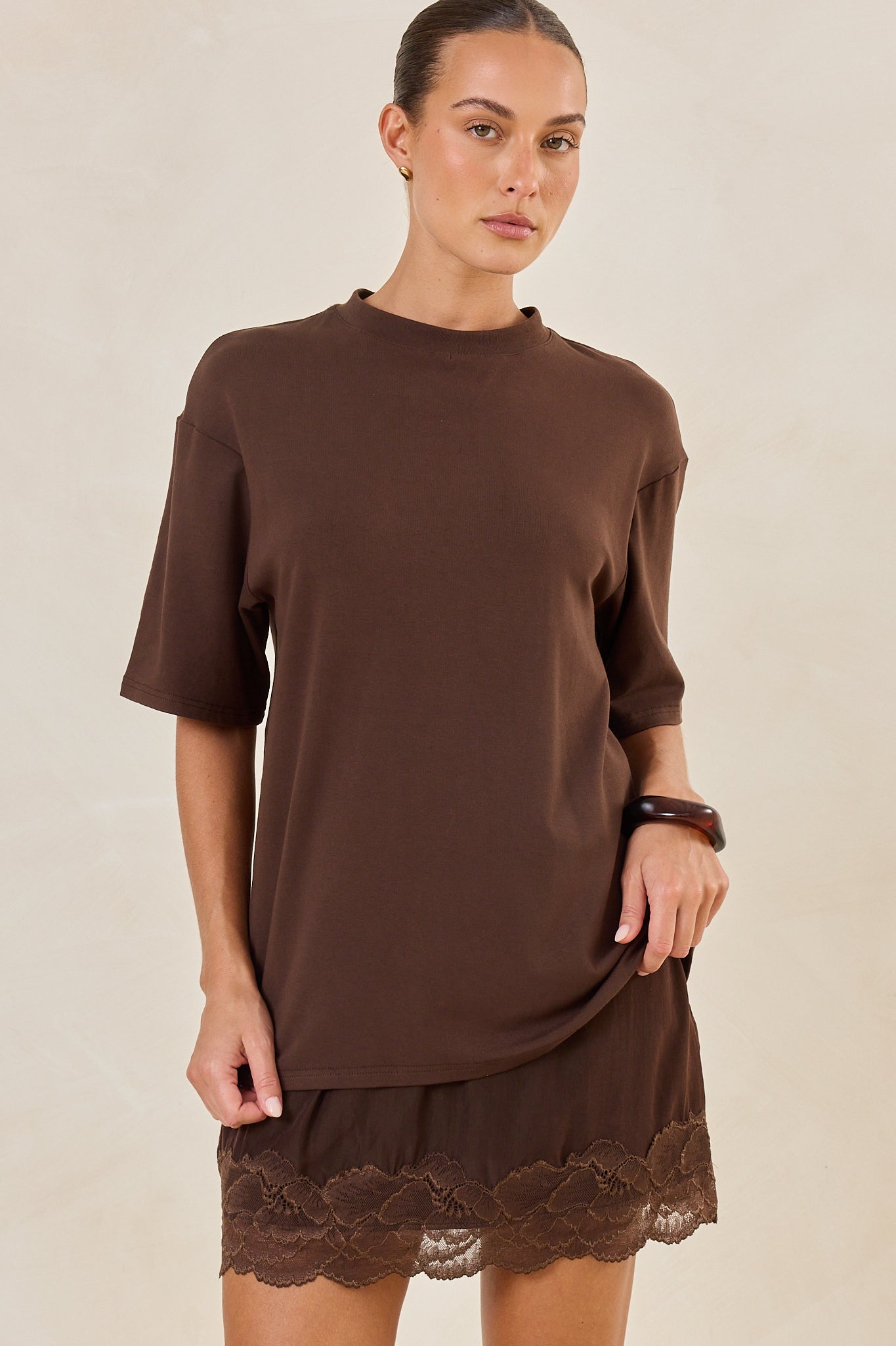 Leia Lace Mini Skirt (Chocolate)