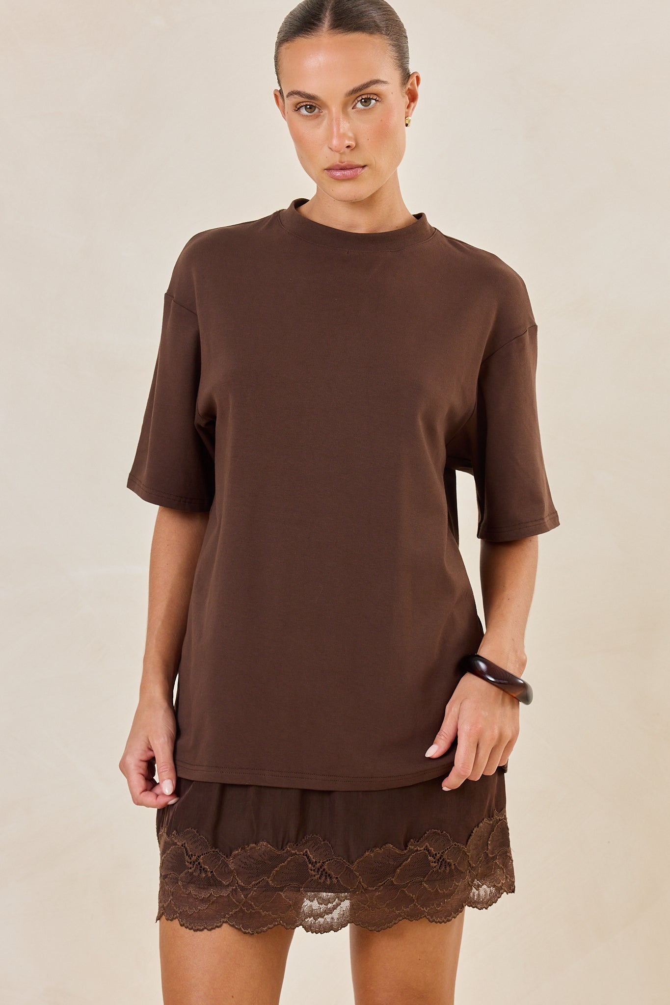 Leia Lace Mini Skirt (Chocolate)