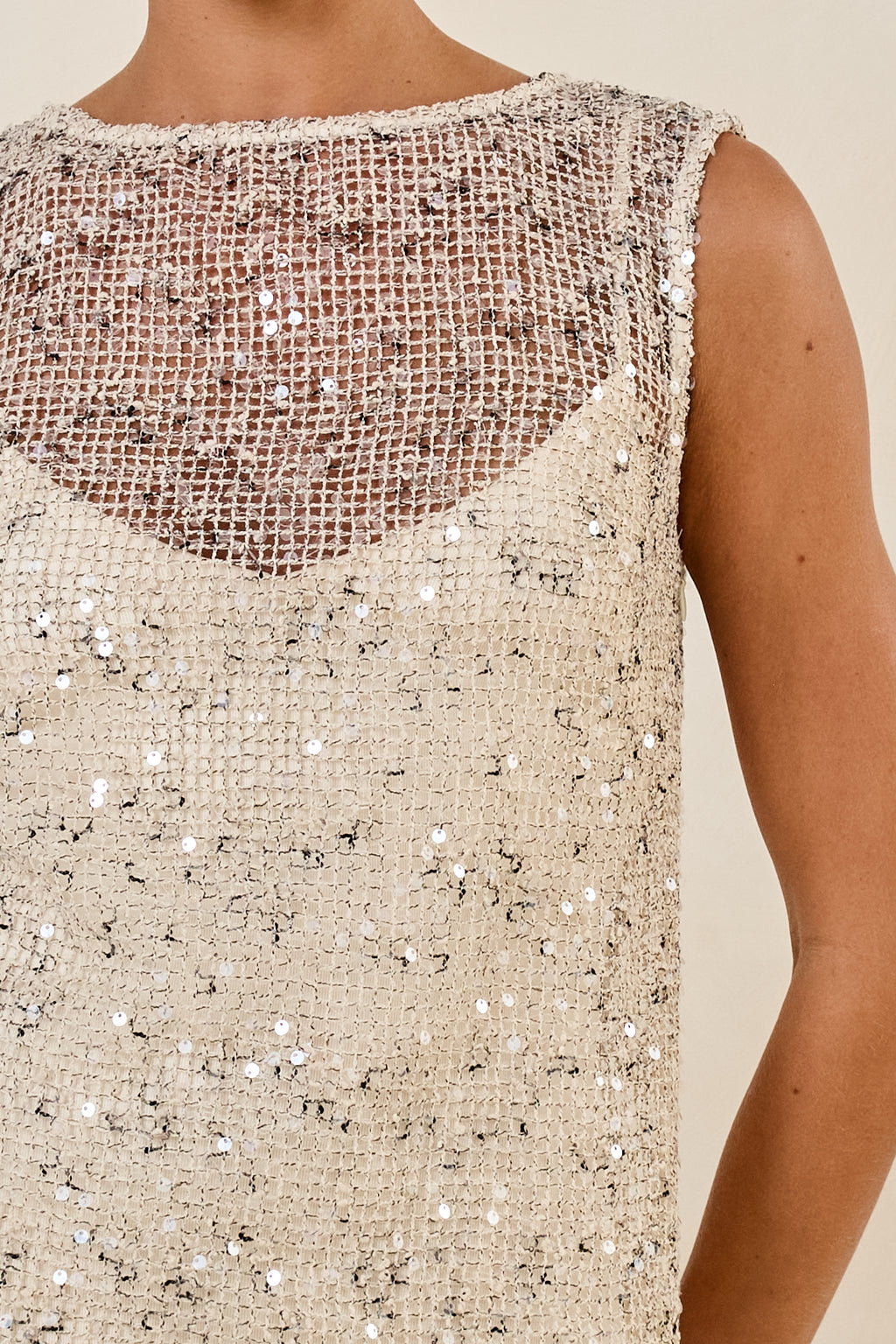 Edela Sequin Maxi Dress (Beige)