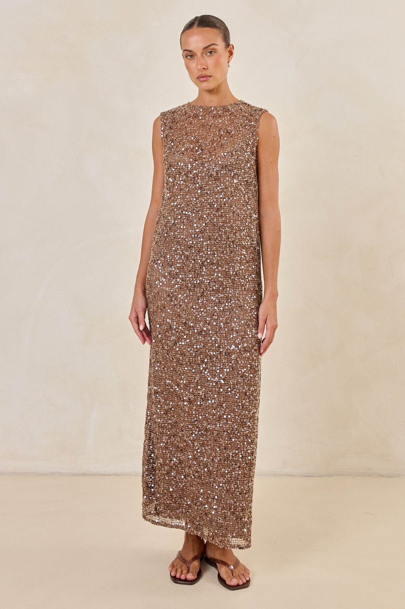 Edela Sequin Maxi Dress (Chocolate)