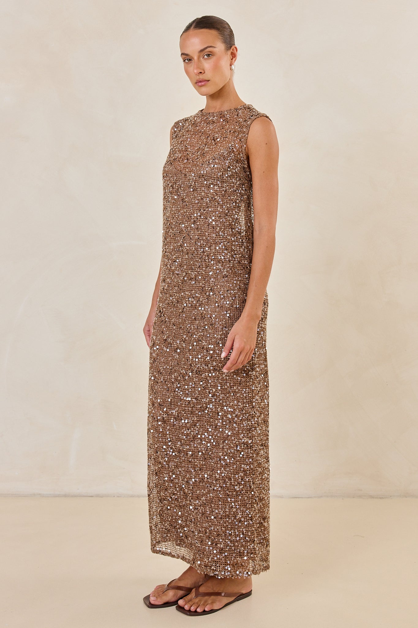 Edela Sequin Maxi Dress (Chocolate)