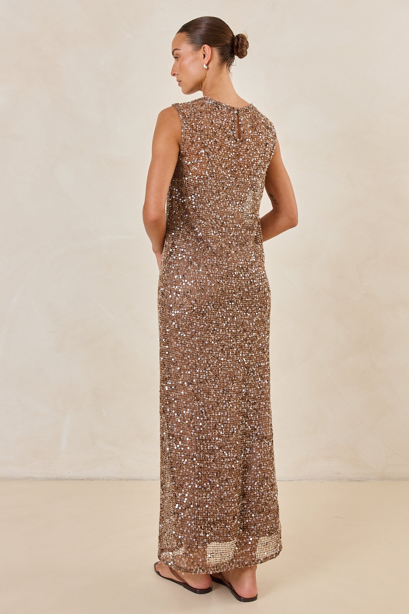 Edela Sequin Maxi Dress (Chocolate)