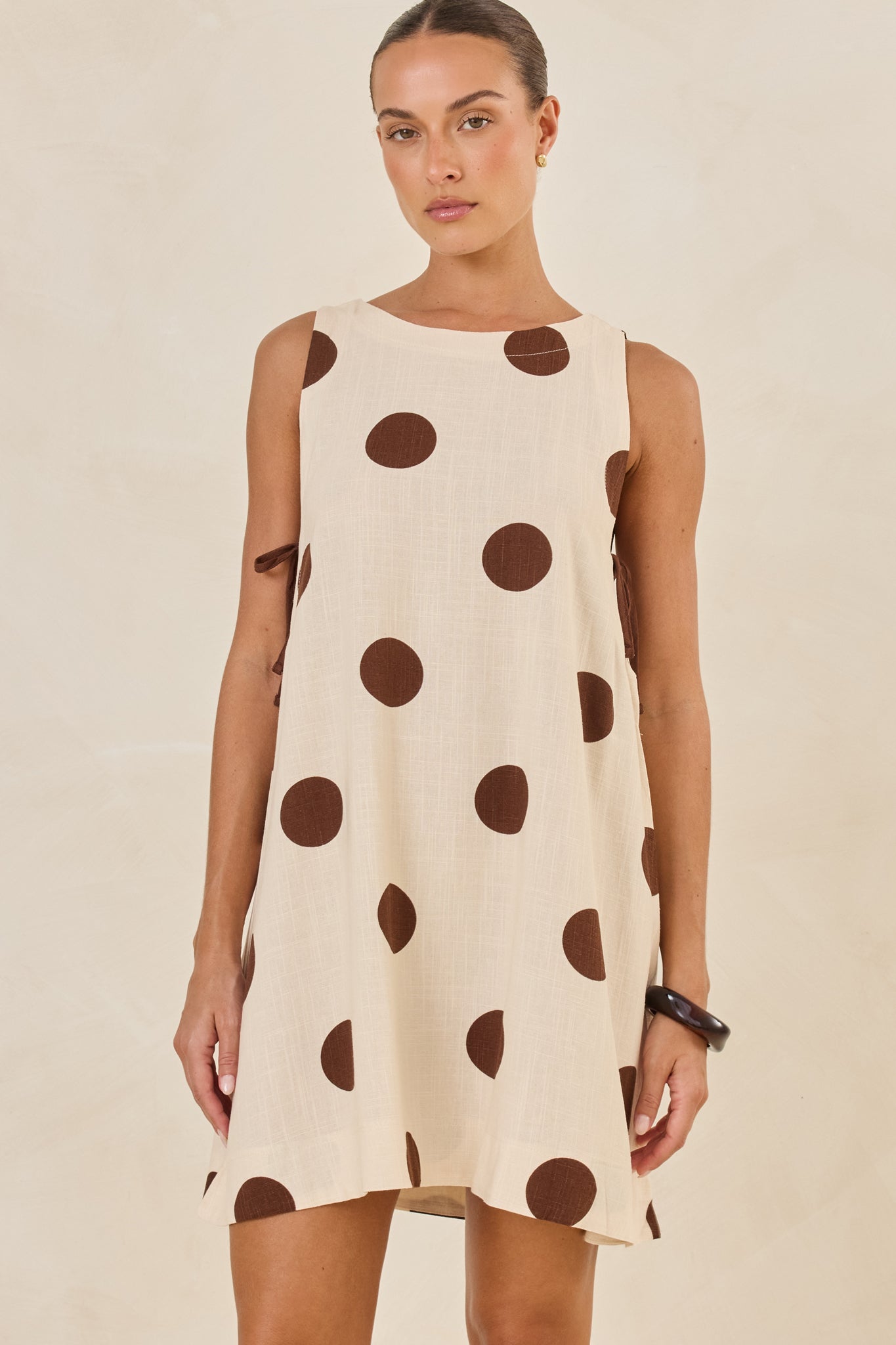 Jovie Mini Dress (Cream/Choc Polka)