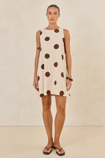 Jovie Mini Dress (Cream/Choc Polka)