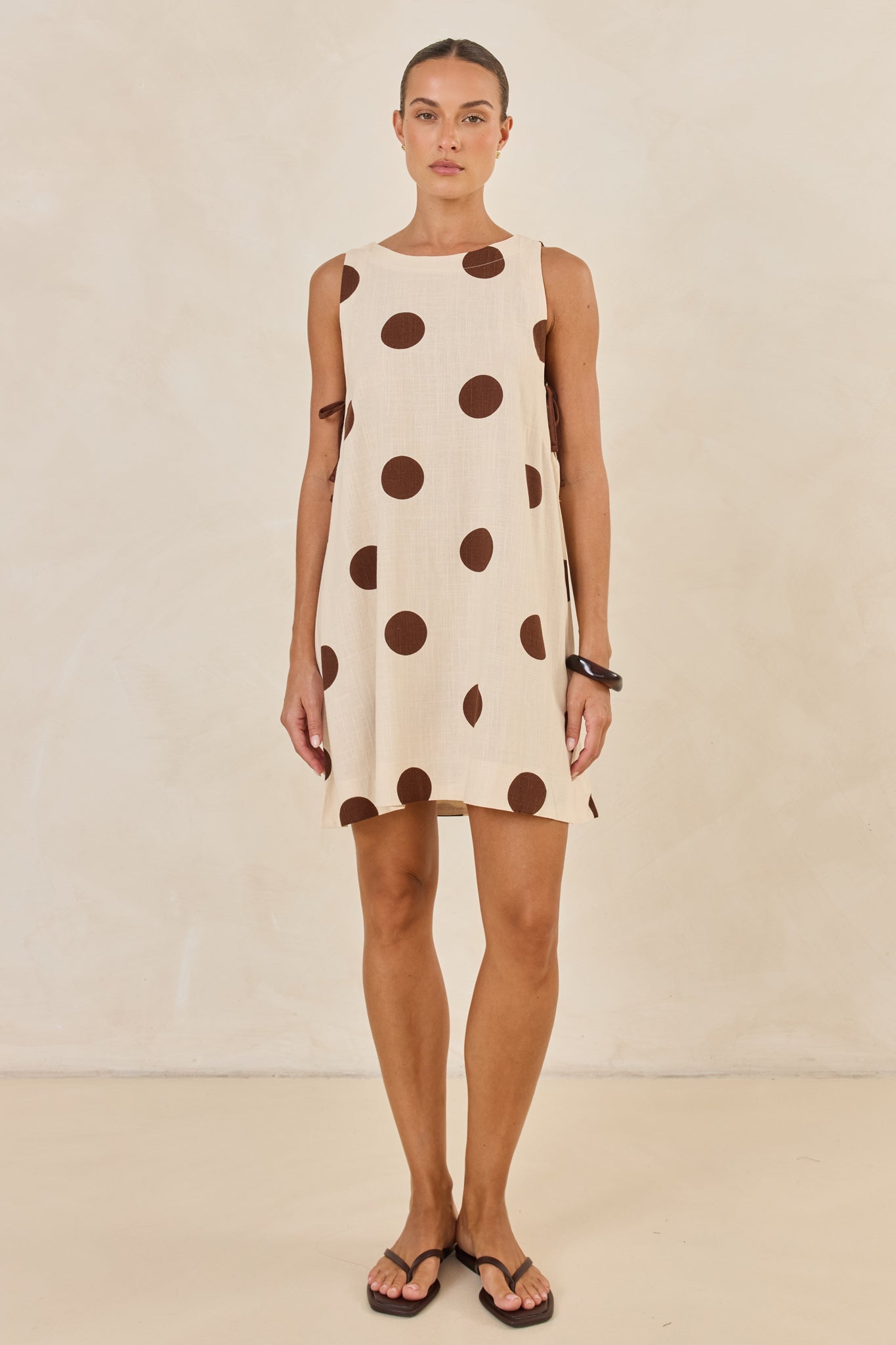 Jovie Mini Dress (Cream/Choc Polka)