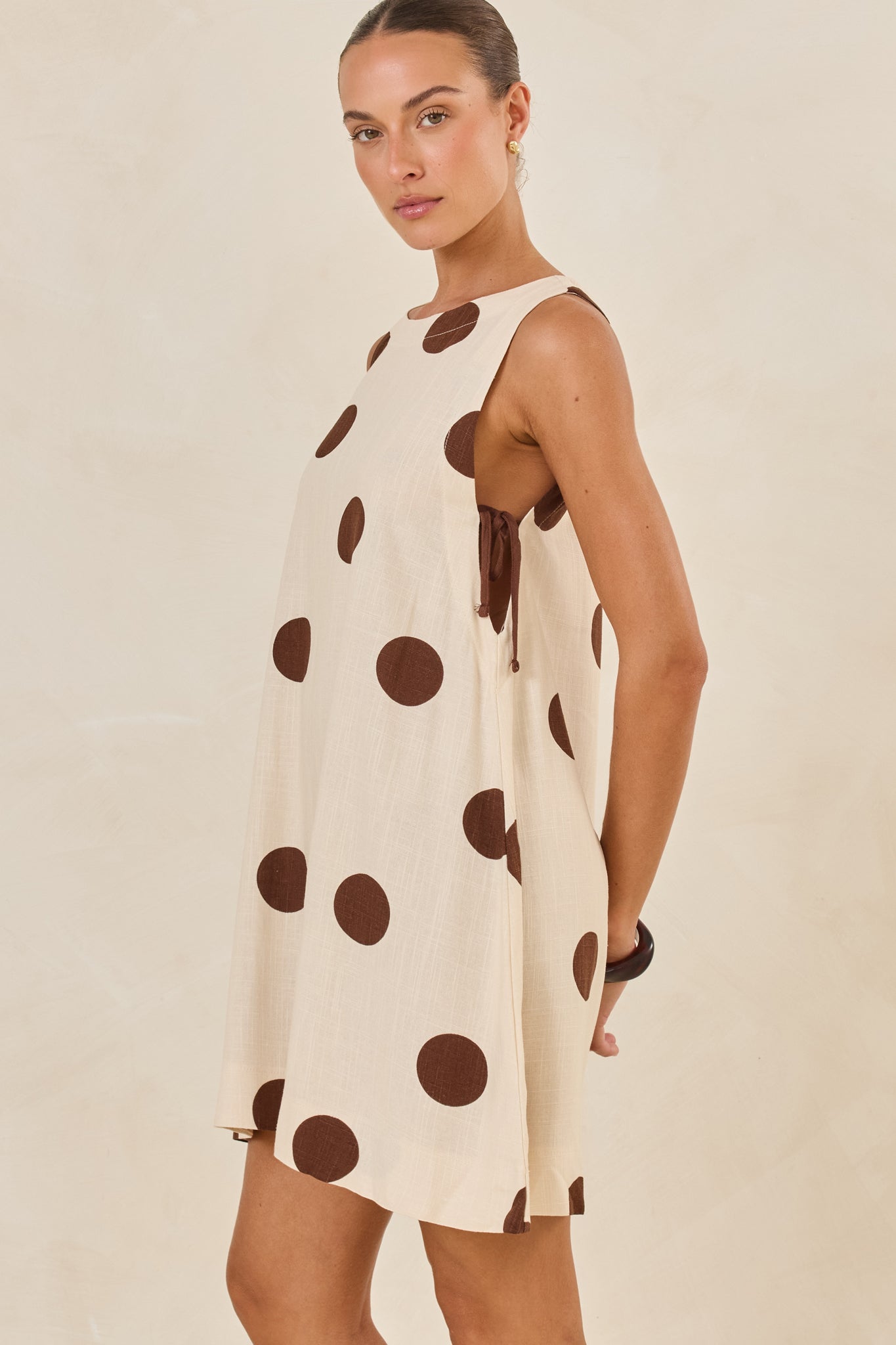 Jovie Mini Dress (Cream/Choc Polka)