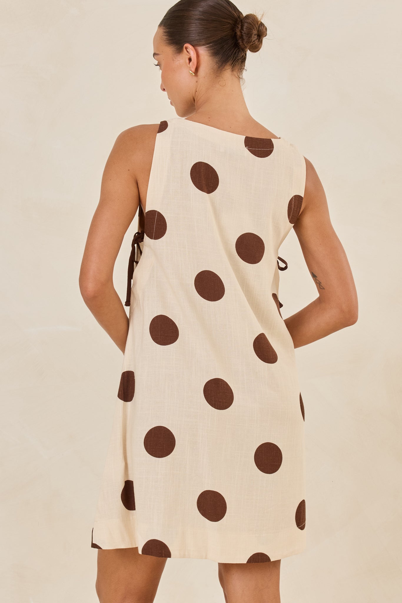 Jovie Mini Dress (Cream/Choc Polka)